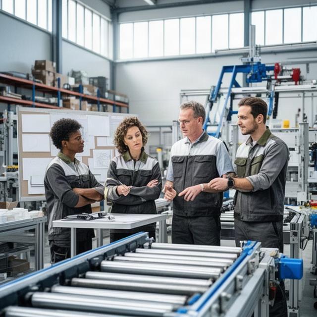 Productiemedewerkers en bedrijfsleiding bekijken een productieplanning in een Gelderse fabriek